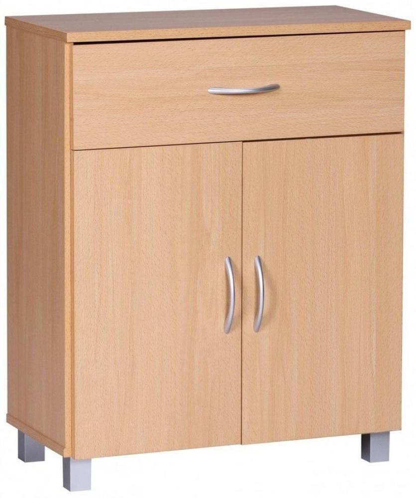 Wohnling Sideboard WL1.335 (SETE Buche mit 2 Schubladen & 2 Türen 60x75x30 cm), Design Kommode Anrichte Flur-Schrank mit Griffen Bild 1