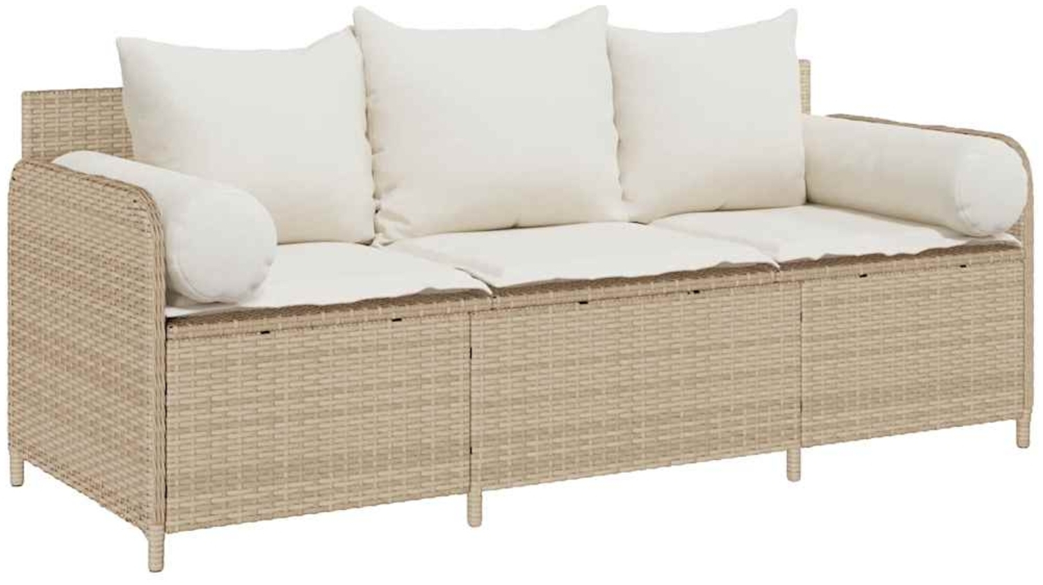 vidaXL Gartensofa mit Kissen 3-Sitzer Beige Poly Rattan 4104176 Bild 1