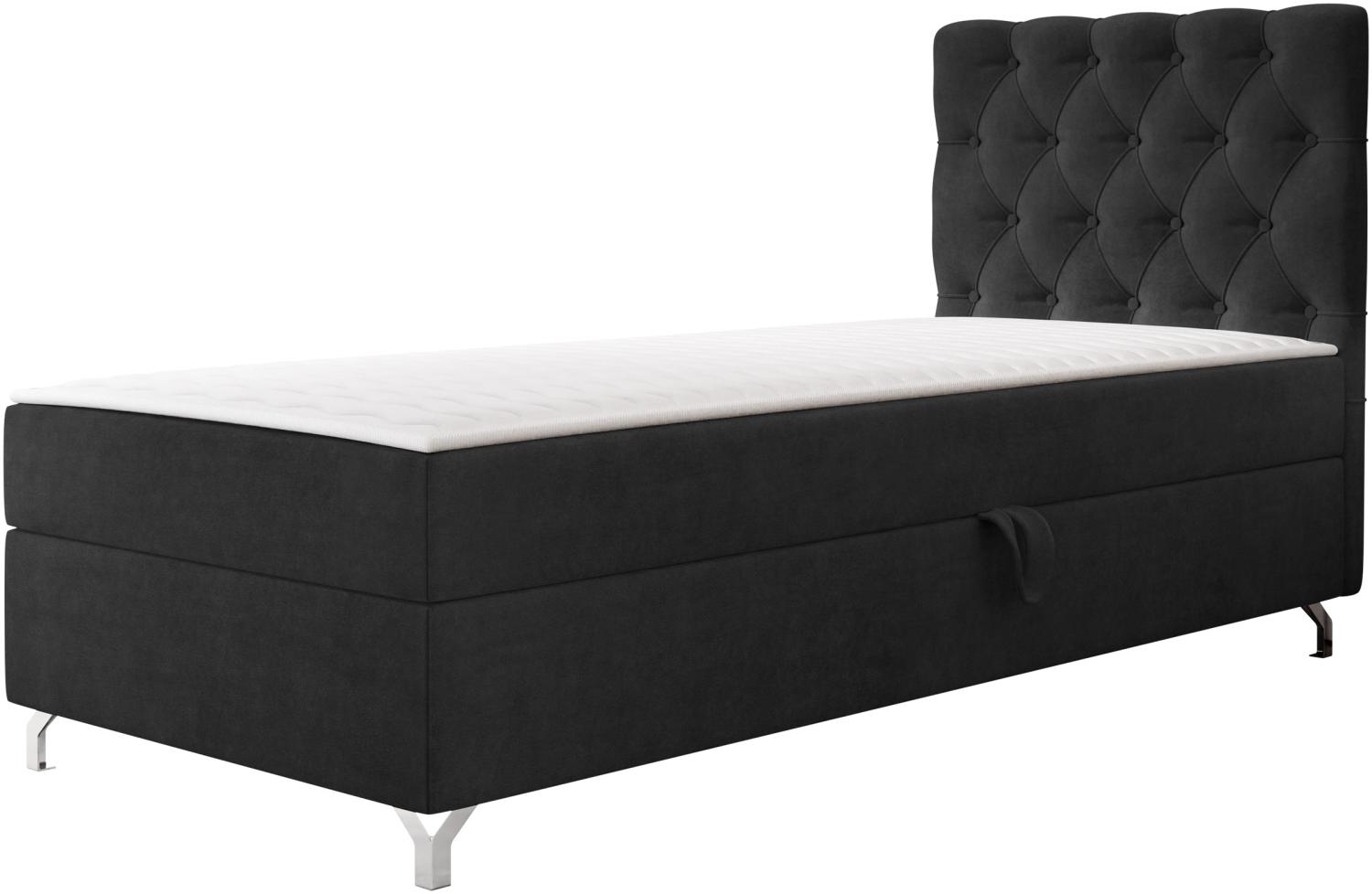 mirjan24 Boxspringbett mit H3-Matratze Cylio I  (Manila Seite: Links), schwarz, 80 x 200 cm Bild 1