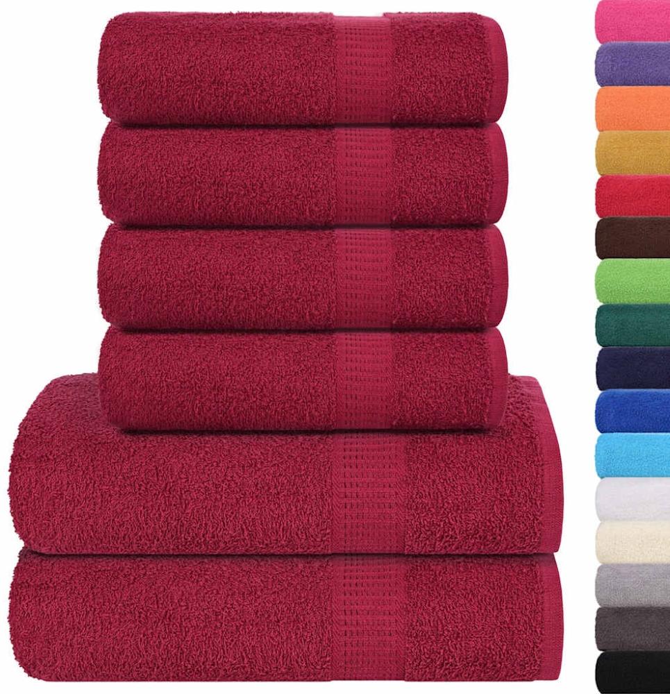 vidaXL 6-tlg. Handtuch-Set Bordeauxrot 360 g/m² 100% Baumwolle 137081 Bild 1