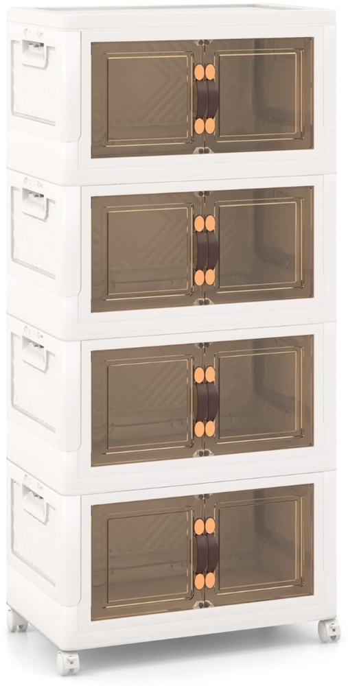 4er Set Stapelbare Aufbewahrungsboxen mit Deckel & Rädern & Türen 49,5 x 31,5 x 112,5 cm Bild 1