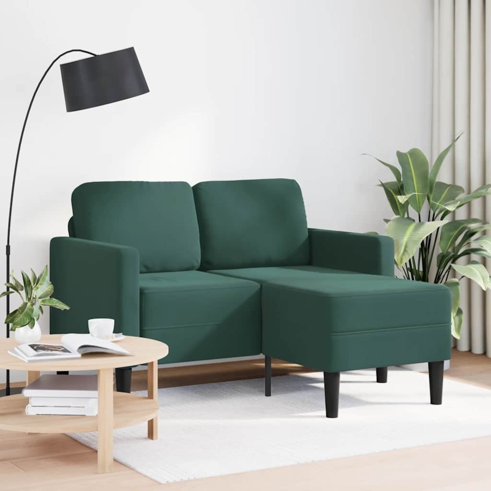 vidaXL 2-Sitzer-Sofa mit Chaiselongue L-Form Dunkelgrün 125 cm Samt 4107071 Bild 1