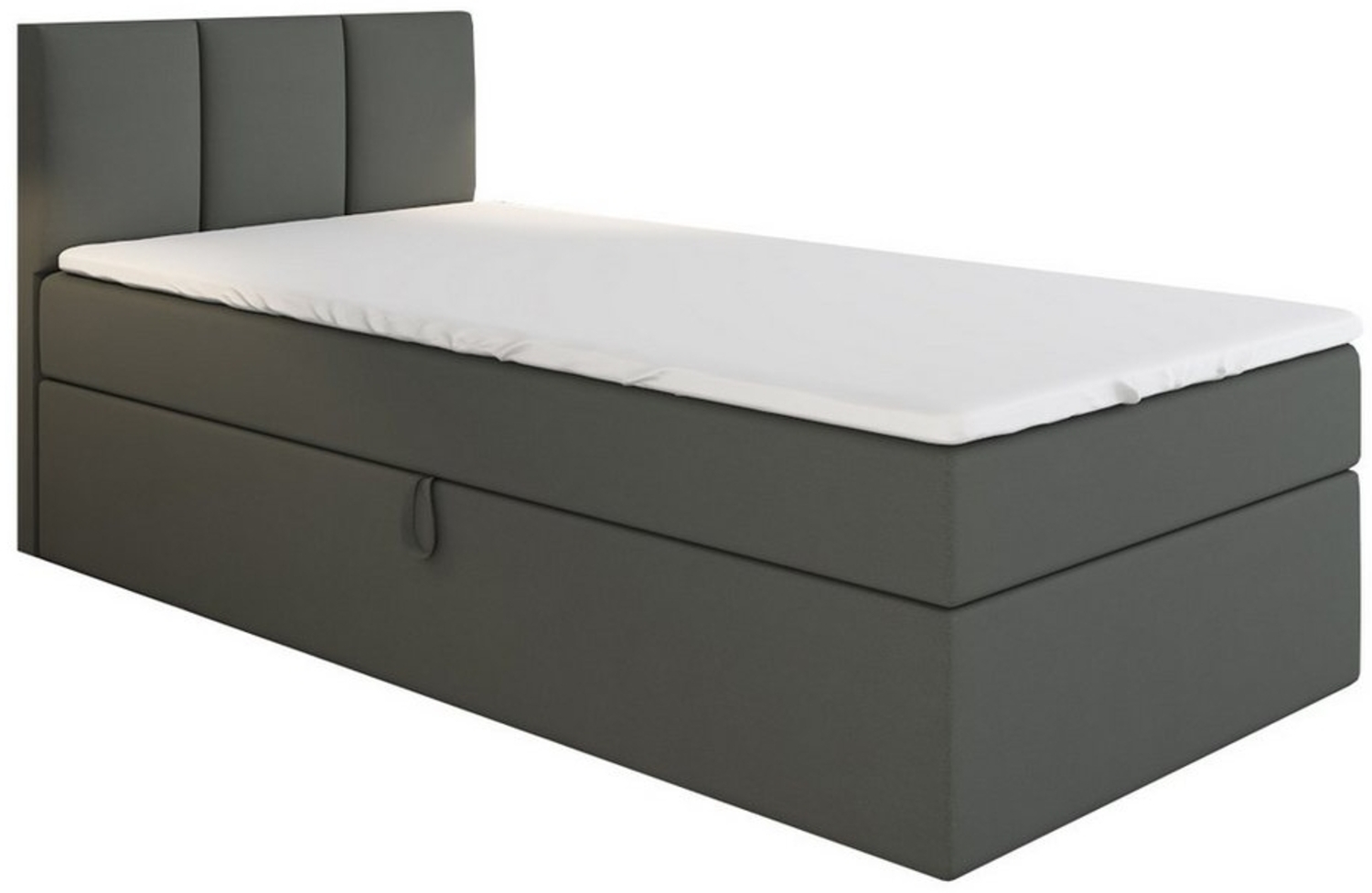 A&J MöbelLand GmbH Boxspringbett Einzelbett NASI mit Bettkasten, Topper und gepolstertem Kopfteil. (Boxspringbett mit Bettkasten und gepolstertem Kopfteil. Gratis Topper – nur jetzt erhältlich!, Kostenlose Lieferung! TOP ANGEBOT), Länge 208 cm Höhe 106 cm Bild 1