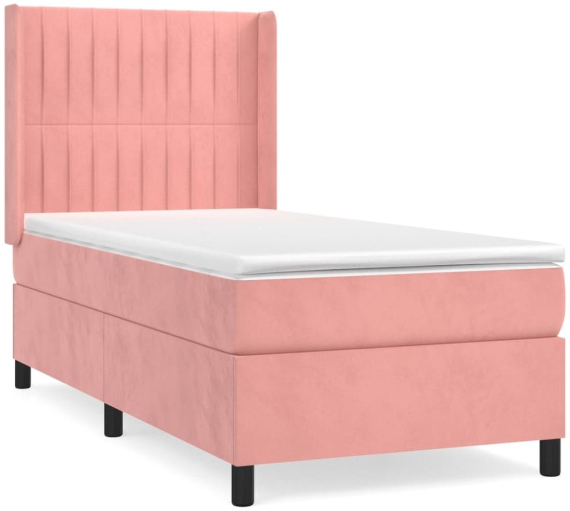 vidaXL Boxspringbett mit Matratze Rosa 100x200 cm Samt 3132788 Bild 1