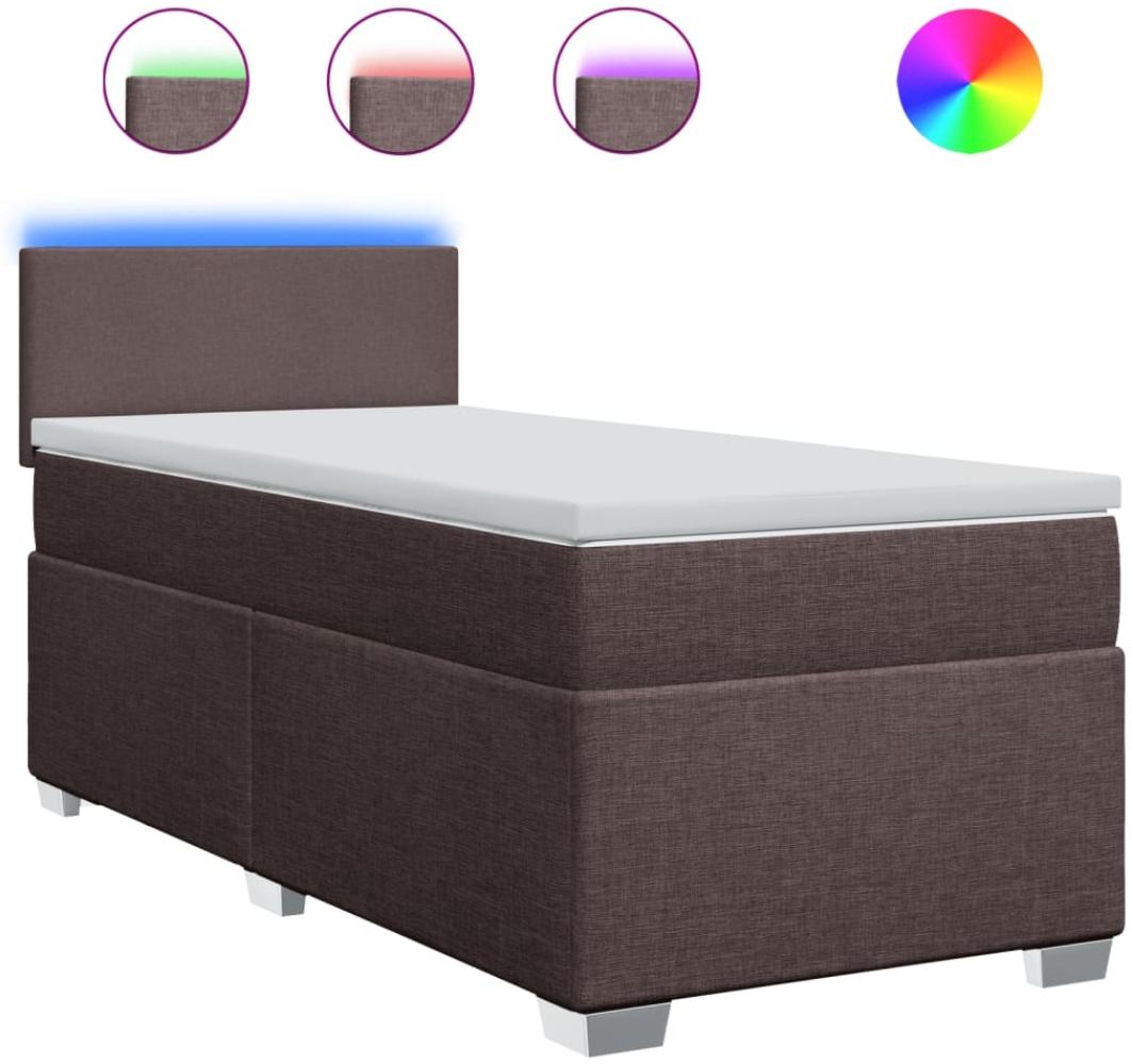vidaXL Boxspringbett mit Matratze Dunkelbraun 90x200 cm Stoff 3288067 Bild 1