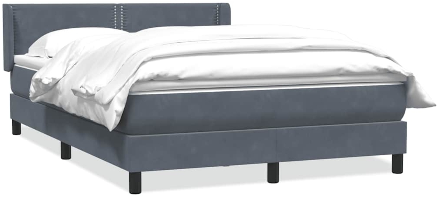 vidaXL Boxspringbett mit Matratze Dunkelgrau 140x210 cm Samt 3318028 Bild 1