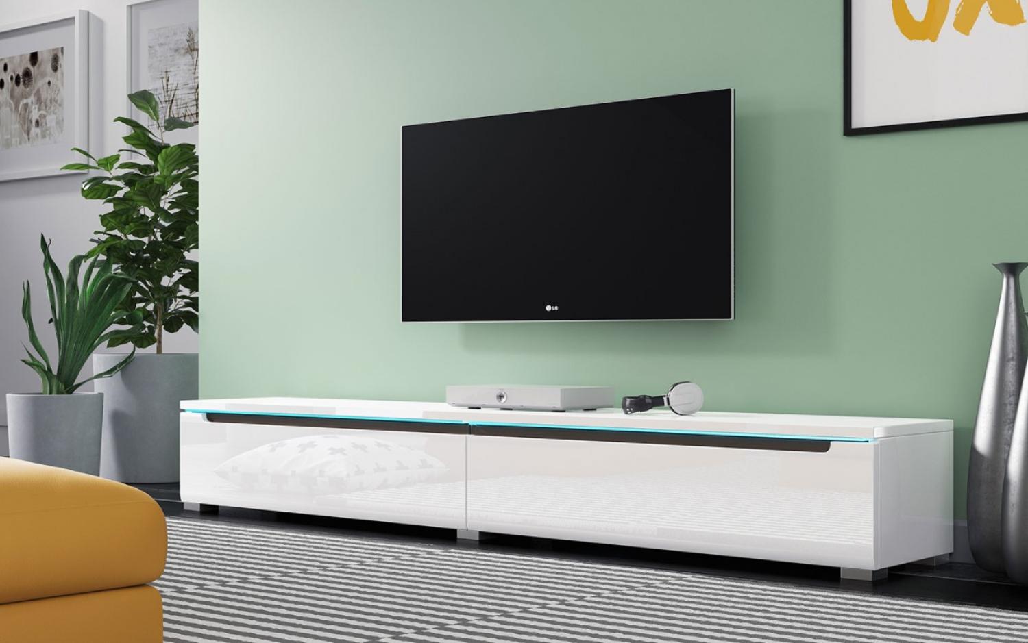 Lowboard Duna TV-Unterschrank 180x33x26cm weiß hochglanz grifflos MDF Bild 1