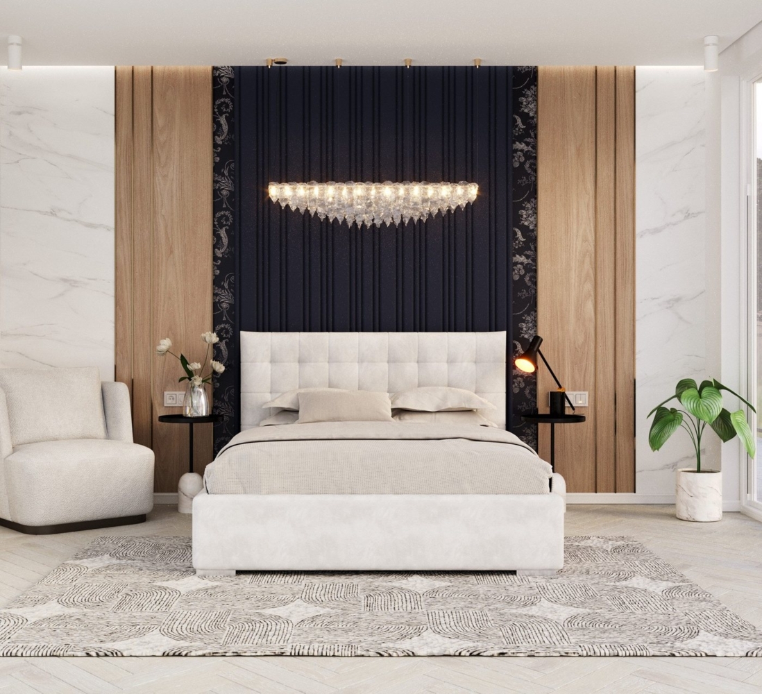FDM Polsterbett Elegant - Stauraum & modernes Design 120x200 140x200 160x200 180x200cm (MADE IN EU - mit hochwertigem Velours Bezug, Bettrahmen, Bett, Optional mit Matratze bestellbar, Mit großem Kopfteil für Komfort - Bettkasten mit Hubrahmen), Metall... Bild 1