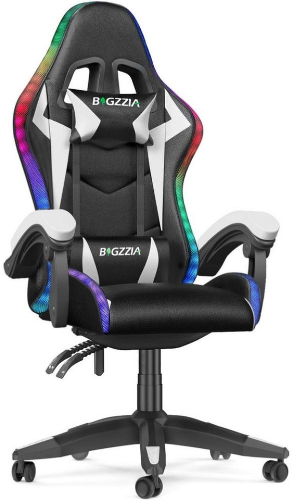 BIGZZIA Gaming-Stuhl mit LED - Gaming Chair Gamer Stühle RGB Licht, Beleuchtung Computerstuhl Höhenverstellbar Ergonomisch Bürostuhl Bild 1