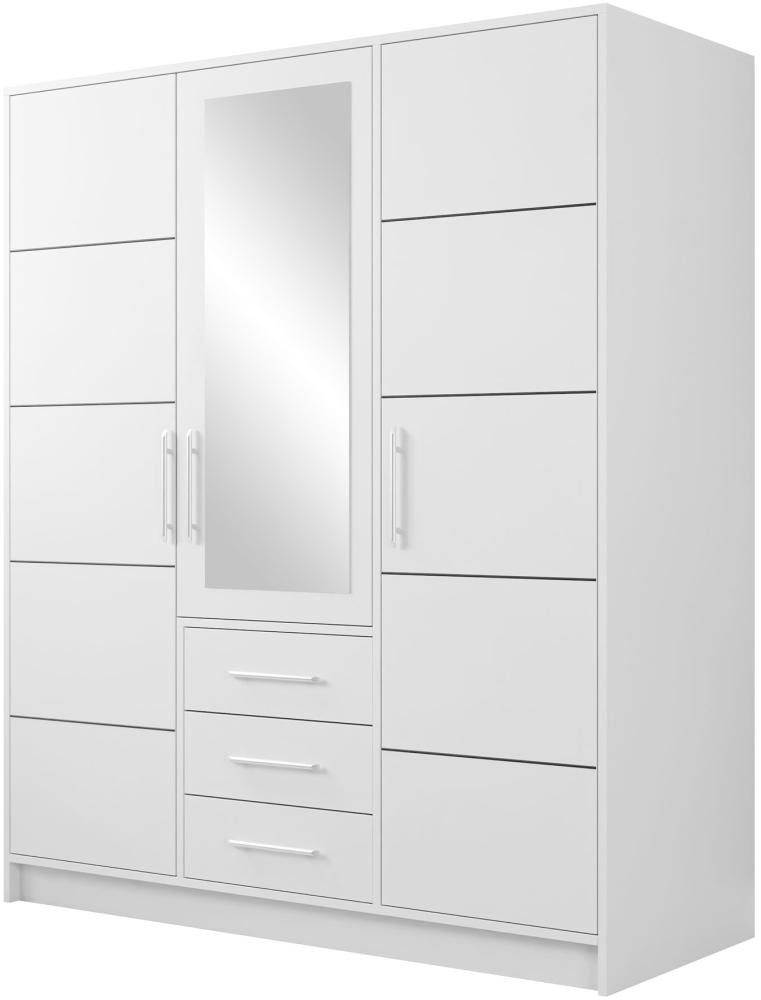 Drehtürenschrank Bado 3D (Farbe: Weiß, ohne Schrankaufsatz) Bild 1