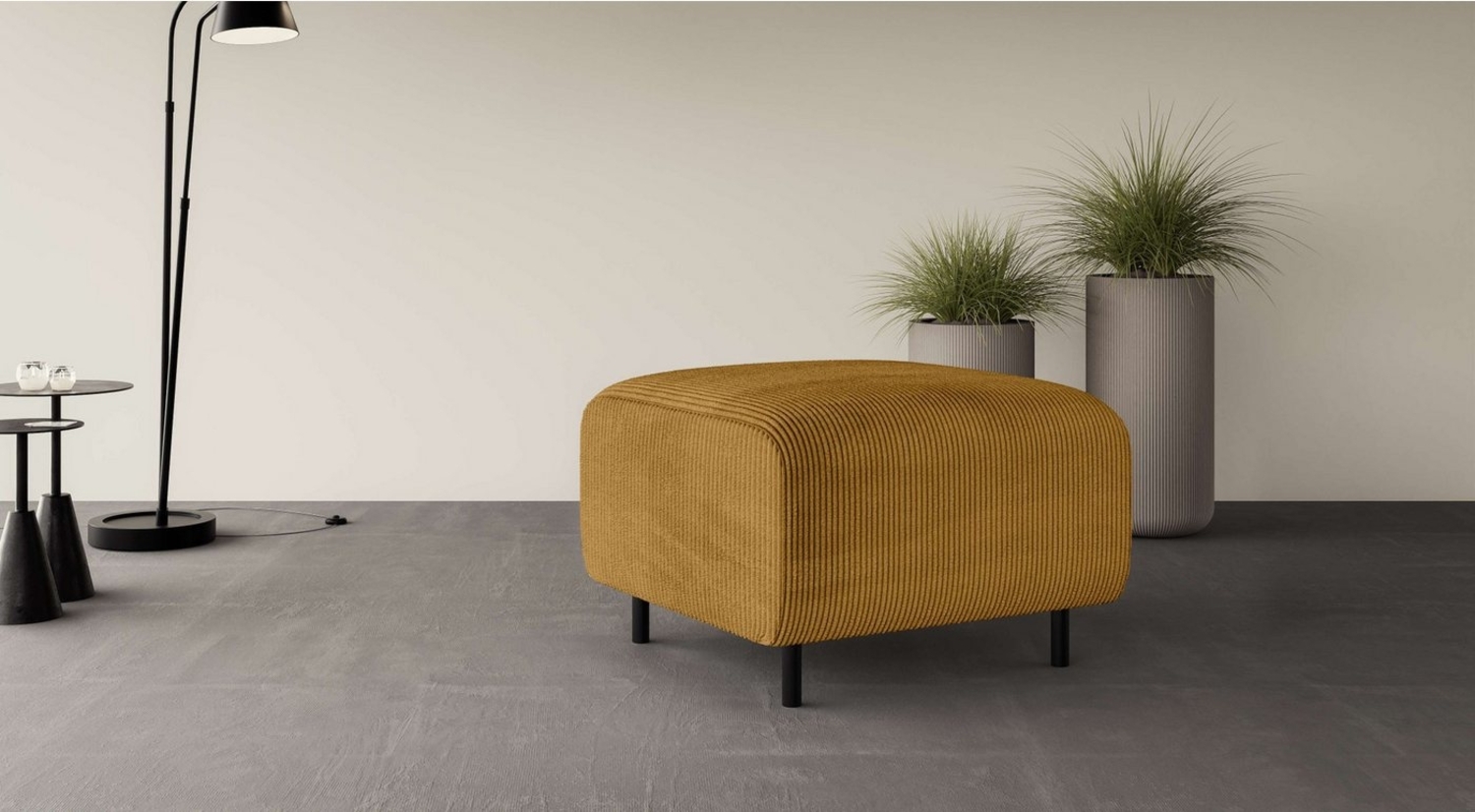 Home affaire Polsterhocker ARROS klein mit Wellenunterfederung, Maße B/T/H: 70/70/46 cm, passend zur Serie, in hochwertiger Verarbeitung Bild 1