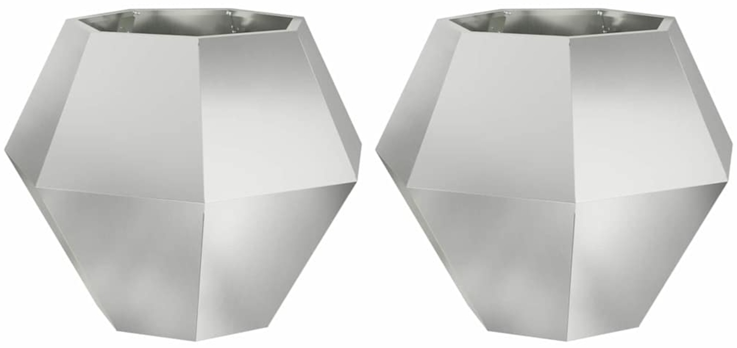 vidaXL Pflanzkübel 2 pcs Silber 75 x 75 x 60 cm Verzinkter Stahl 884049 Bild 1