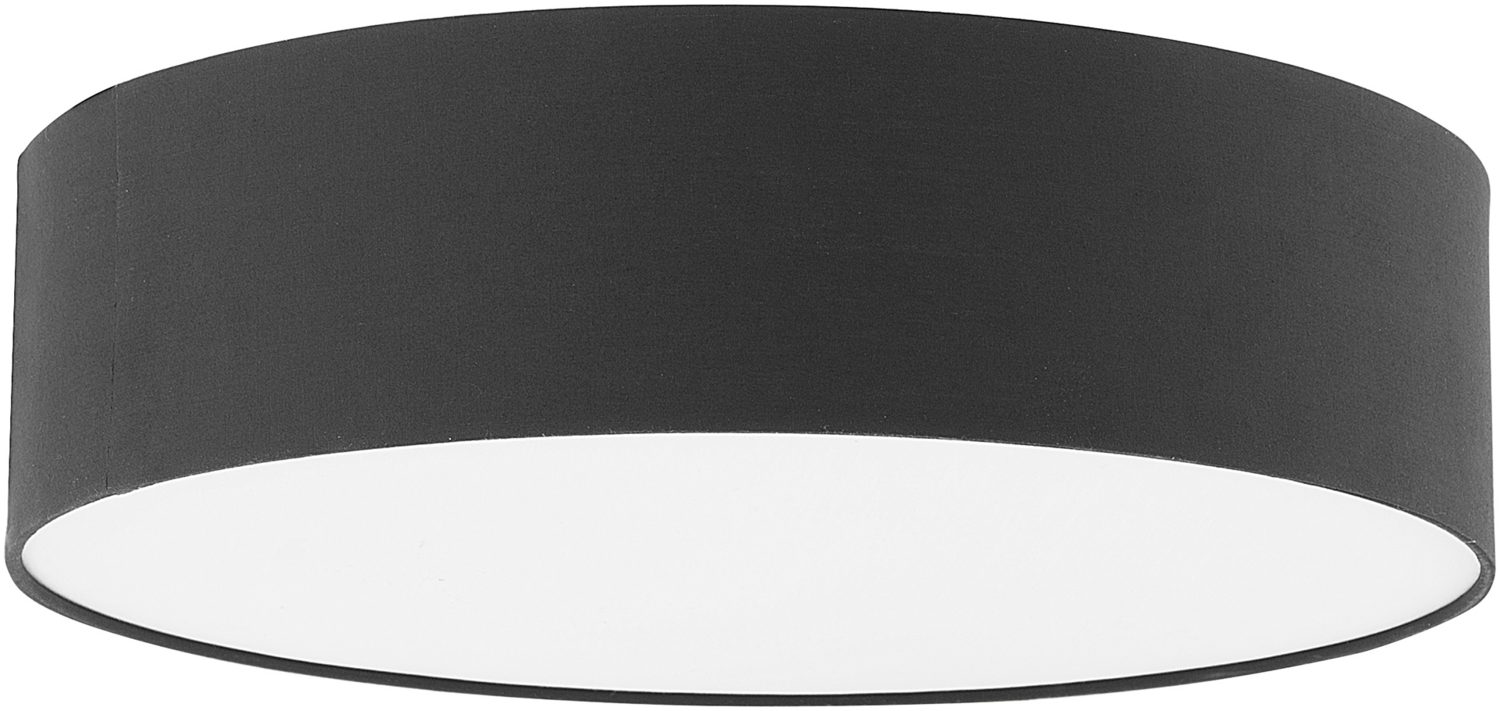 'Rena' Deckenleuchte Schwarz Stoffschirm rund flach ø45 cm Trommelform Moderne Deckenlampe Bild 1