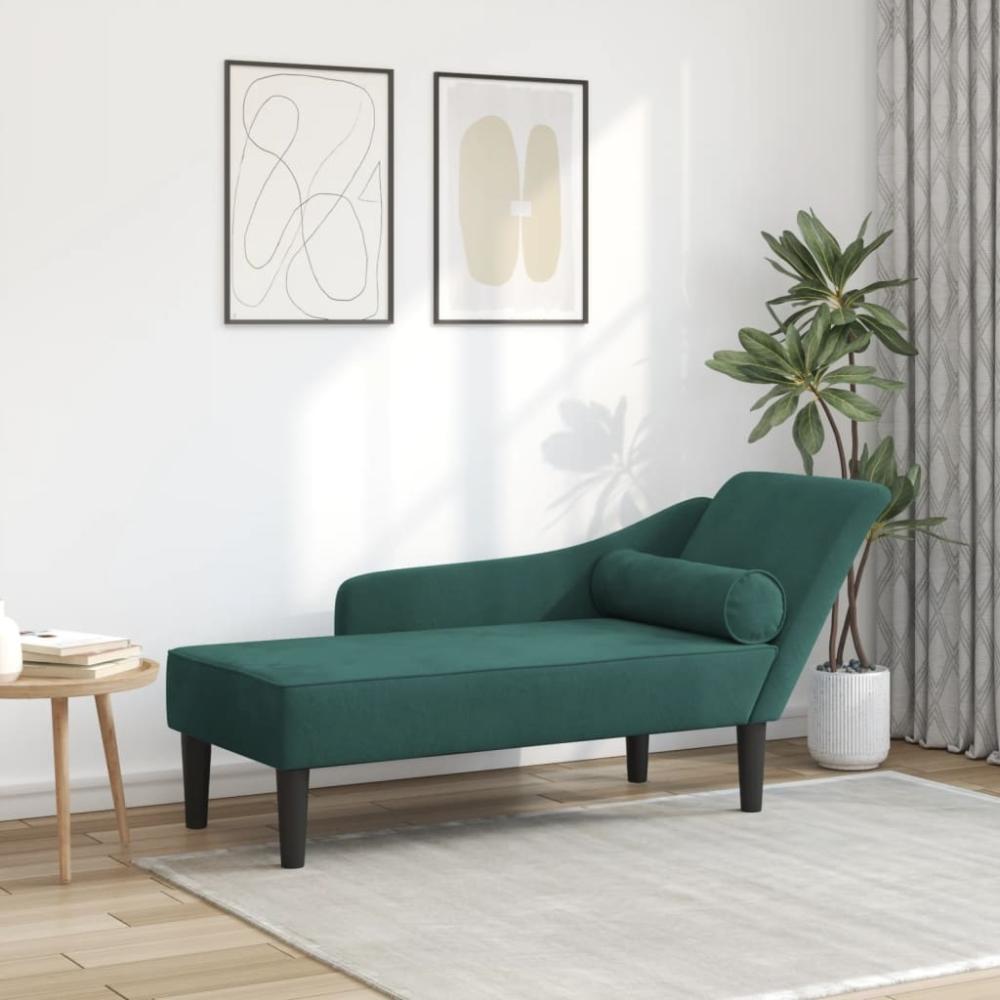 vidaXL Chaiselongue mit Kissen Dunkelgrün Samt Bild 1