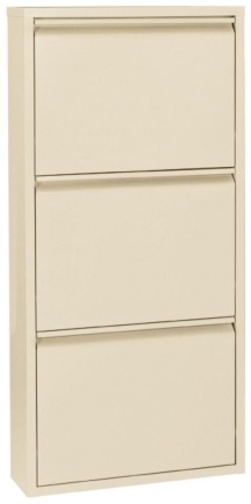 Betten-ABC Amelie – Moderner Schuhschrank, robust und platzsparend, aus pflegeleichtem Metall, Farbe: Creme, Klappen: Drei Klappen Bild 1