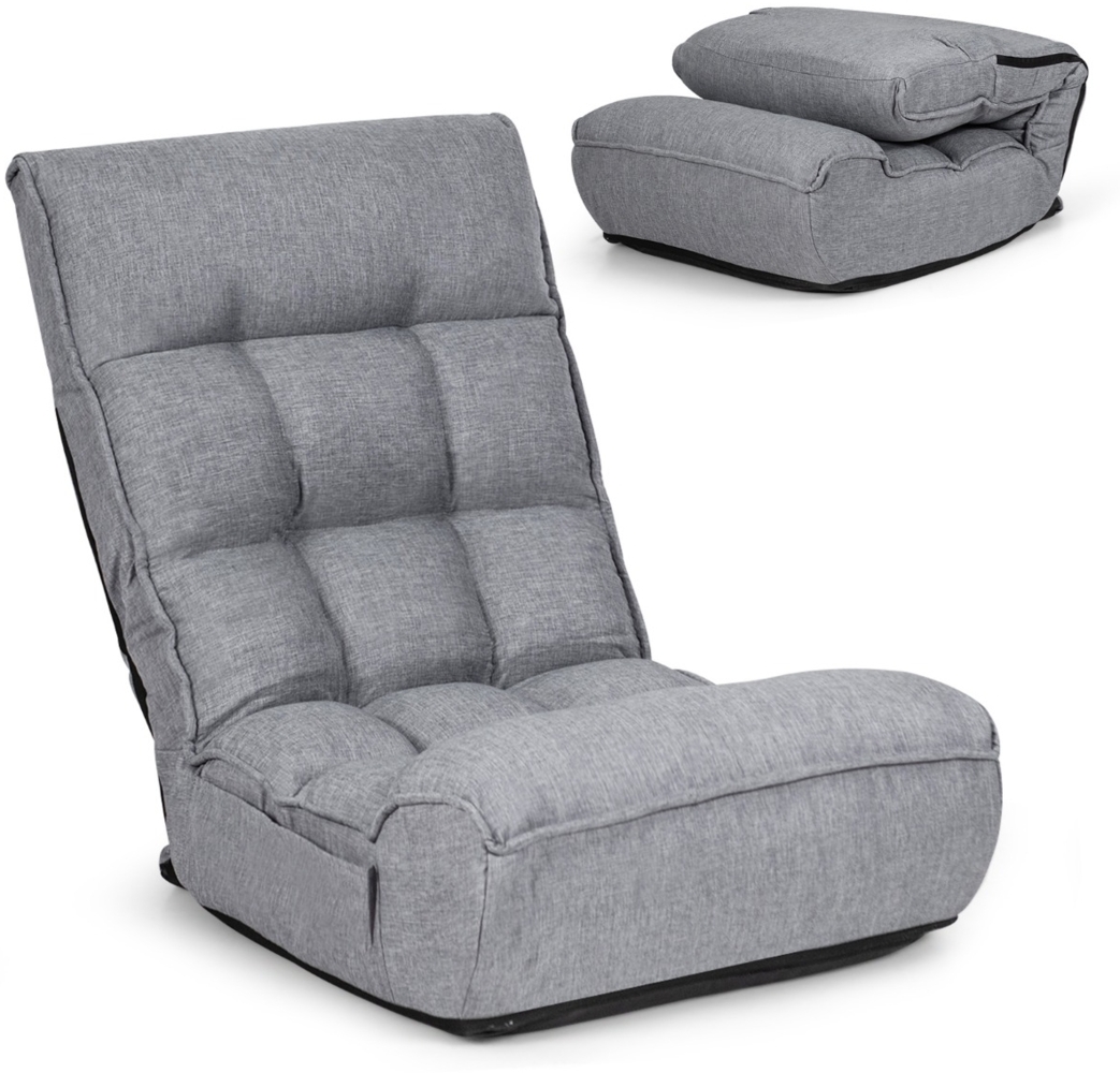 Boden-Klappstuhl 4-Fach Verstellbares Gaming-Bodensofa mit Rückenlehne Grau Bild 1