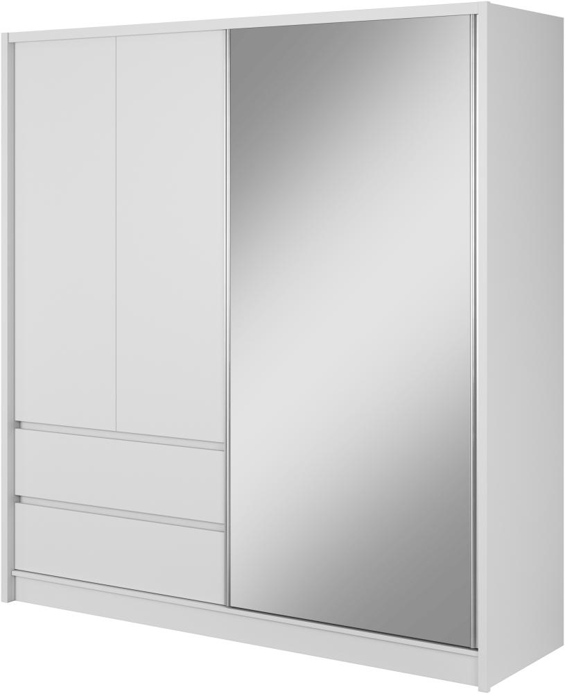 Domando Kleiderschrank Punta Ala 200 Modern Breite 204cm, Schwebetür, praktische Facheinteilung in Weiß Matt Bild 1