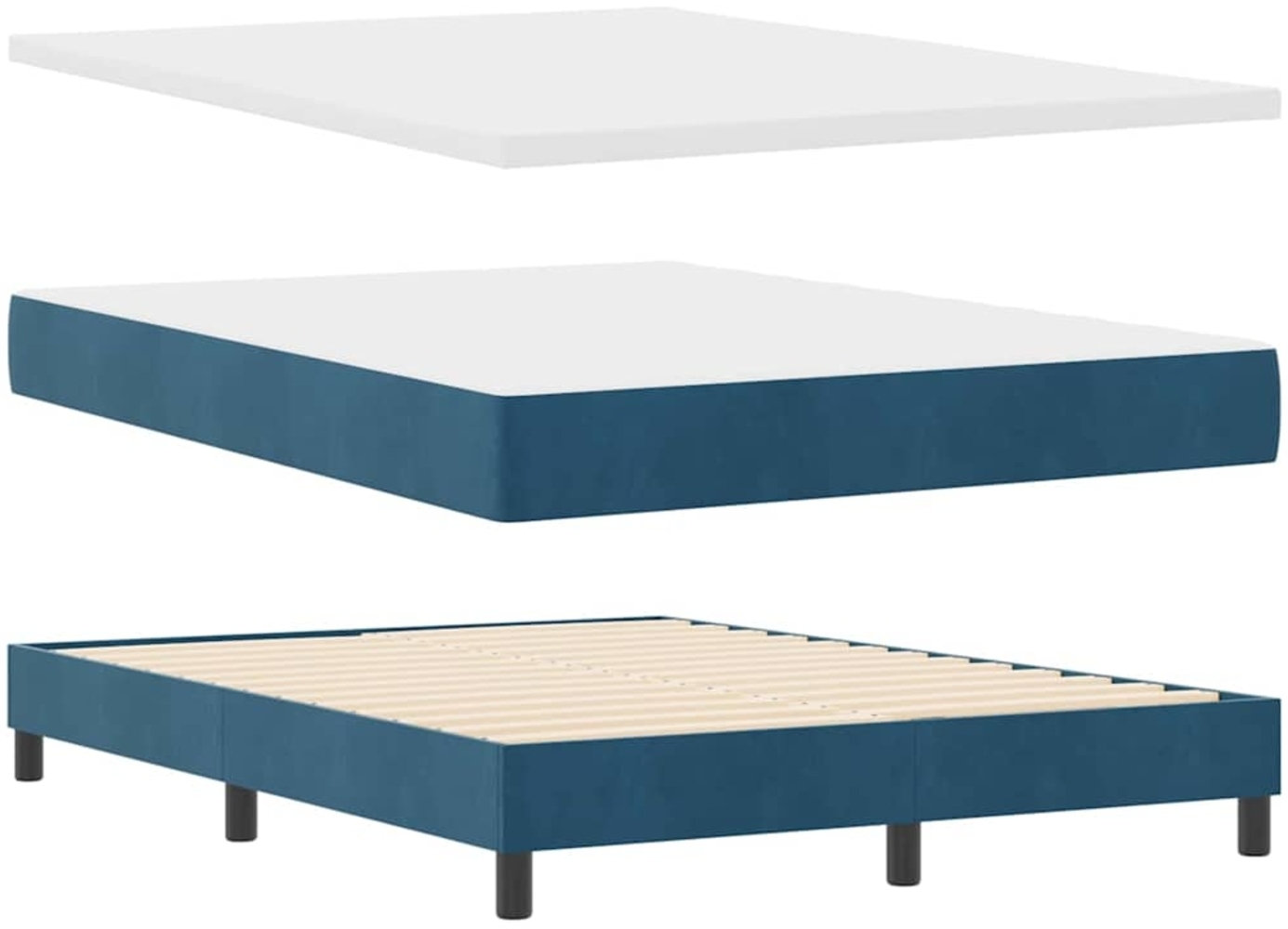 vidaXL Boxspringbett mit Matratze Dunkelblau 140 x 200 cm Samt 3340338 Bild 1