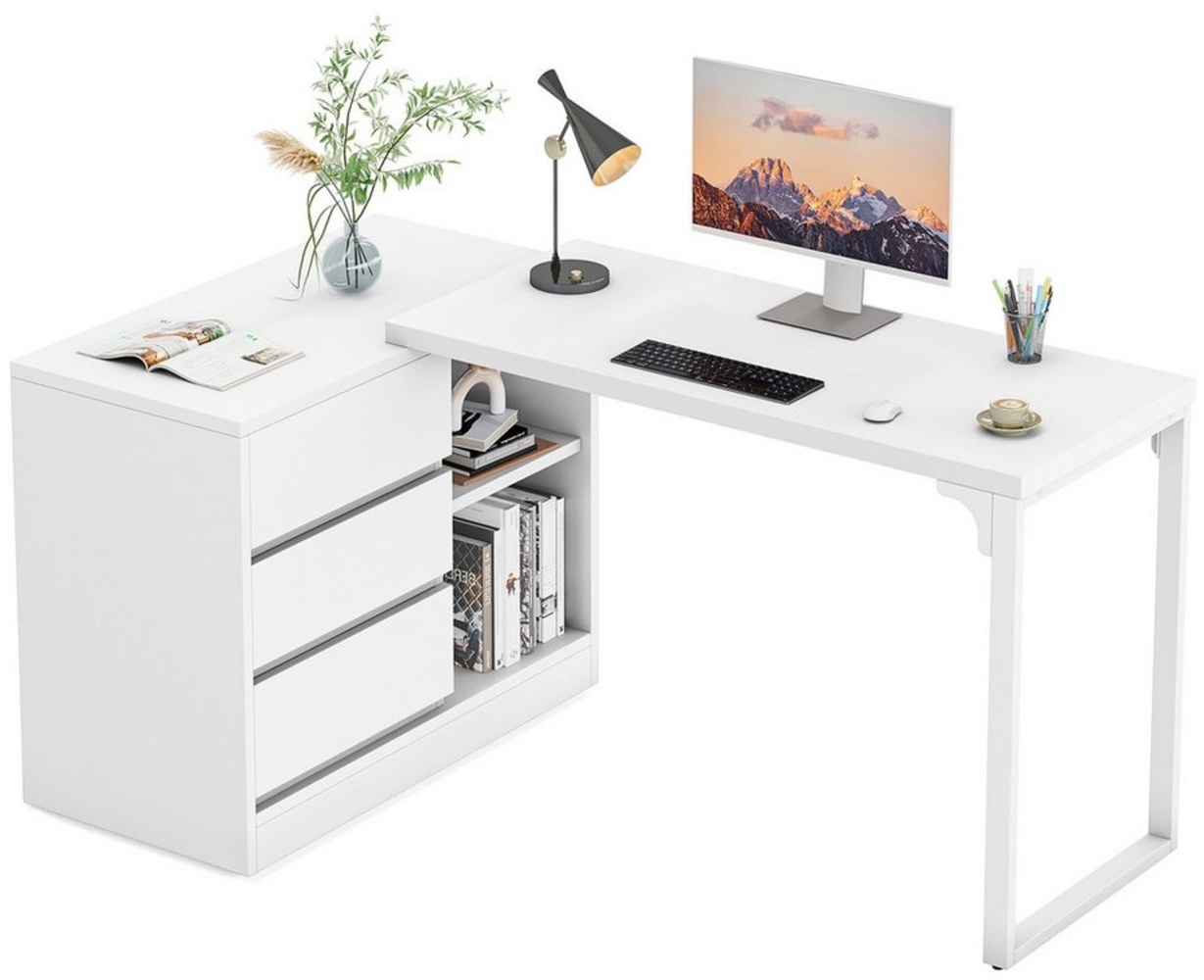 Tribesigns Computertisch L-förmiger Schreibtisch mit Schubladen, wendbarer Eckschreibtisch Bild 1