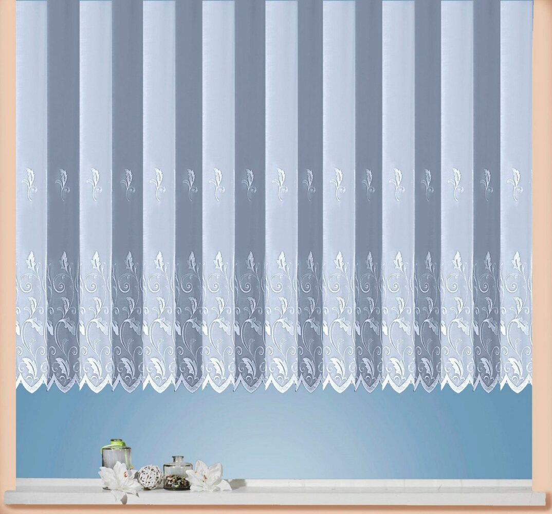 Weckbrodt Gardine Brüssel, Kräuselband (1 St), halbtransparent, Voile, echte Stickerei, Voile, halbtransparent, Bordüre, Kante, gebogt, Store Bild 1