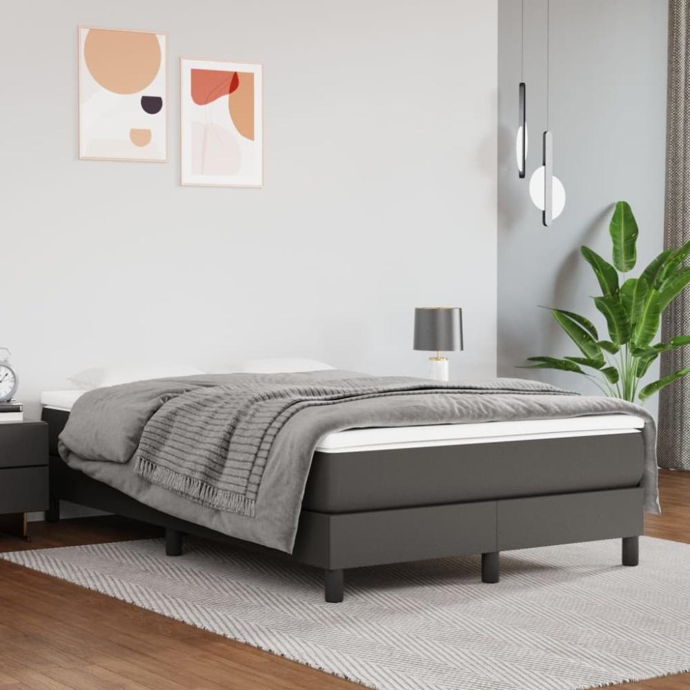 vidaXL Boxspringbett mit Matratze Grau 120x200 cm Kunstleder 3144253 Bild 1