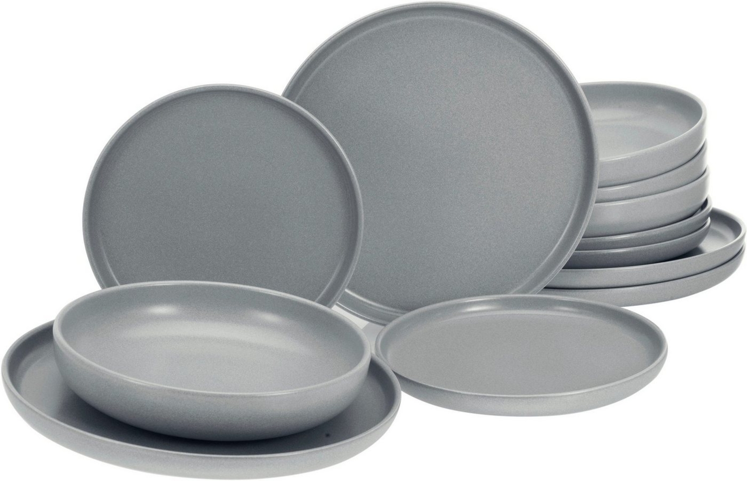 CreaTable Tafelservice Uno Grau Tellerset 12-tlg (12-tlg), 4 Personen, Steinzeug Bild 1