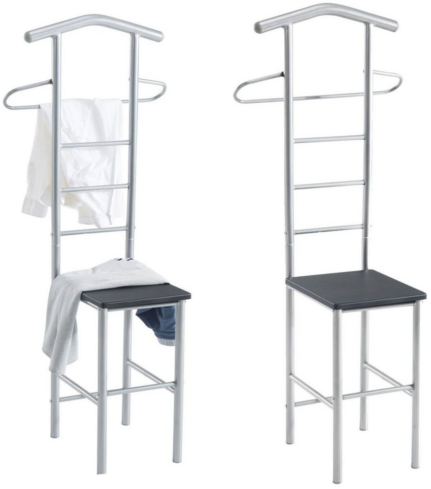 CARO-Möbel Herrendiener JIVO, Stummer Diener 2er Set mit Hosenbügel Kleiderablage schwarz Bild 1