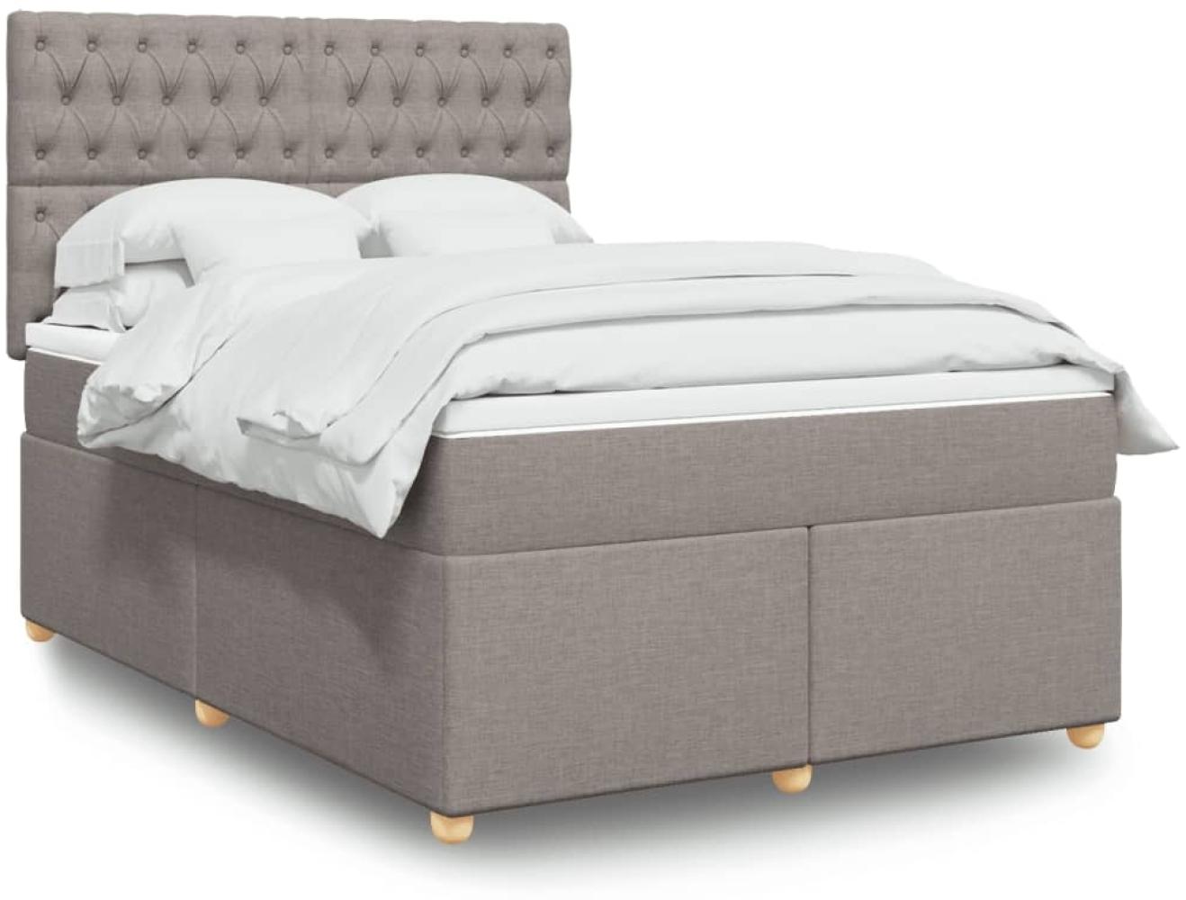 vidaXL Boxspringbett mit Matratze Taupe 160x200 cm Stoff 3293642 Bild 1