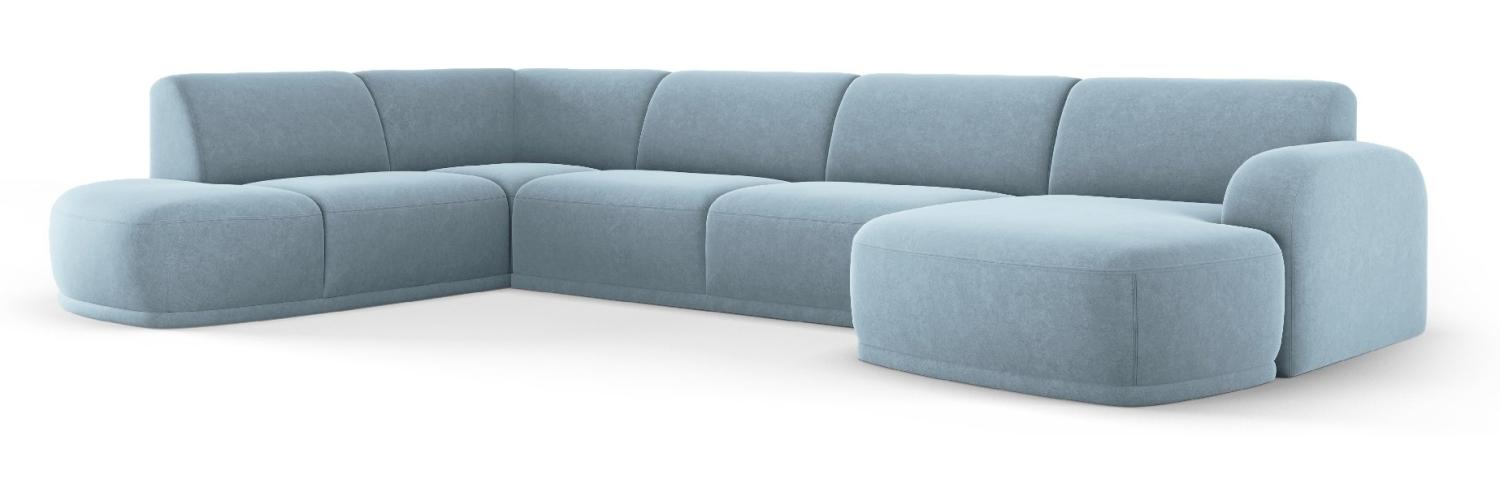 Micadoni Panorama Ecksofa Erin 5-Sitzer Links Samtstoff Hellblau Bild 1