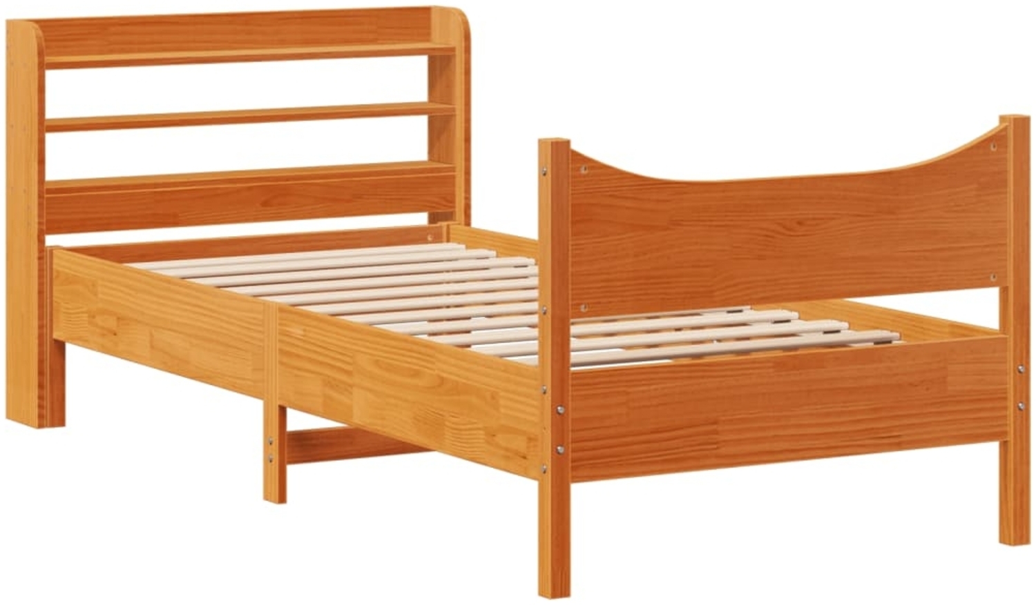 vidaXL Massivholzbett mit Kopfteil Wachsbraun 75x190 cm Kiefer 3307070 Bild 1