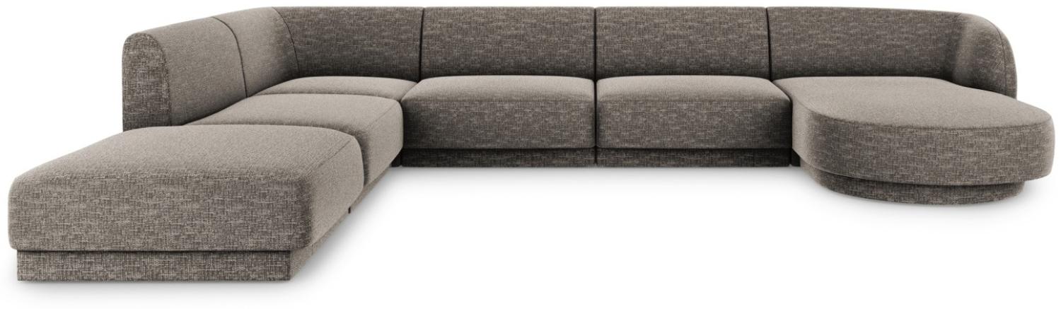 Micadoni 6-Sitzer Panorama Ecke links Sofa Miley | Beinfarbe Black Plastic, Grau, Chenille Bild 1