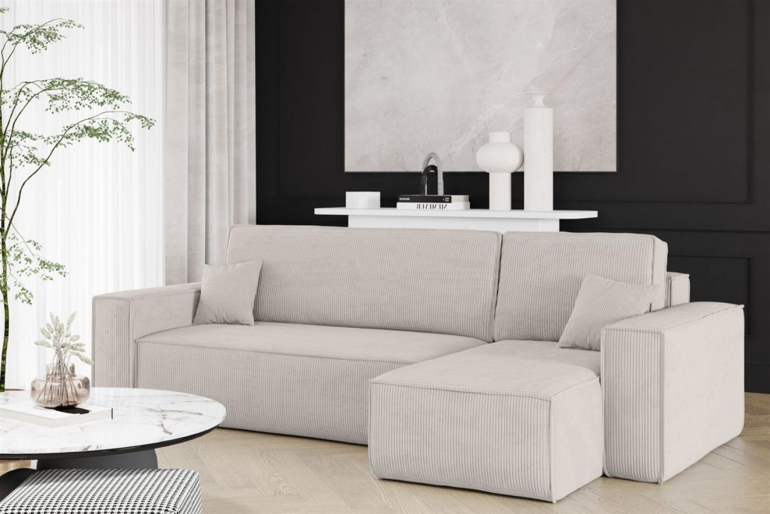 Ecksofa Schlafsofa Sofa MARIS Stoff Poso Altweiß Ottomane Rechts Bild 1