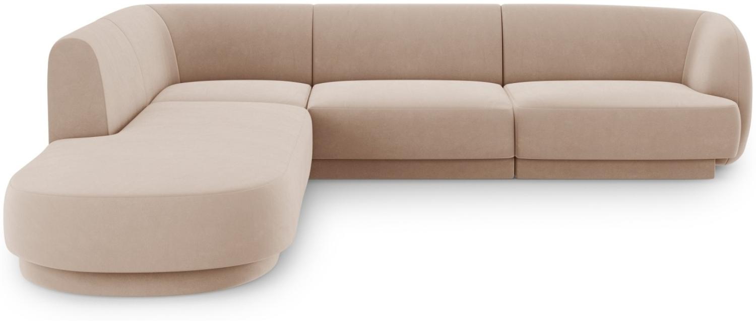 Micadoni 6-Sitzer Ecke links Sofa Miley | Beinfarbe Black Plastic, Cappuccino, Samt Bild 1