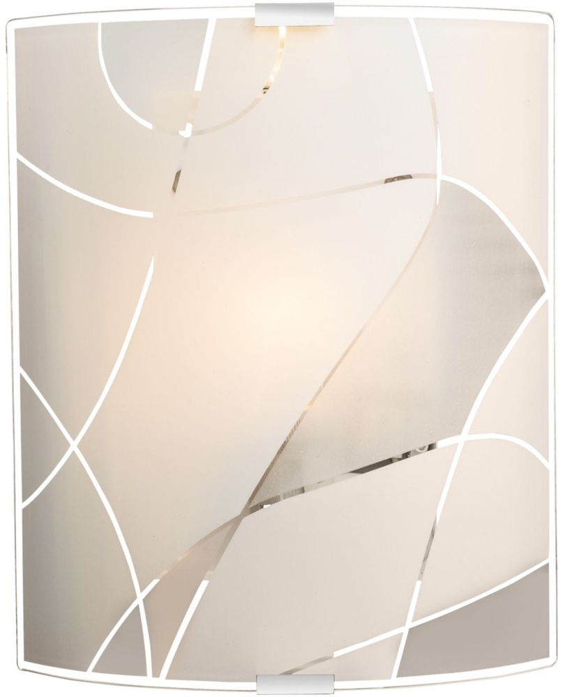 Wandleuchte, Metall, Chrom, weiß, Glas, Dekorlinien Bild 1