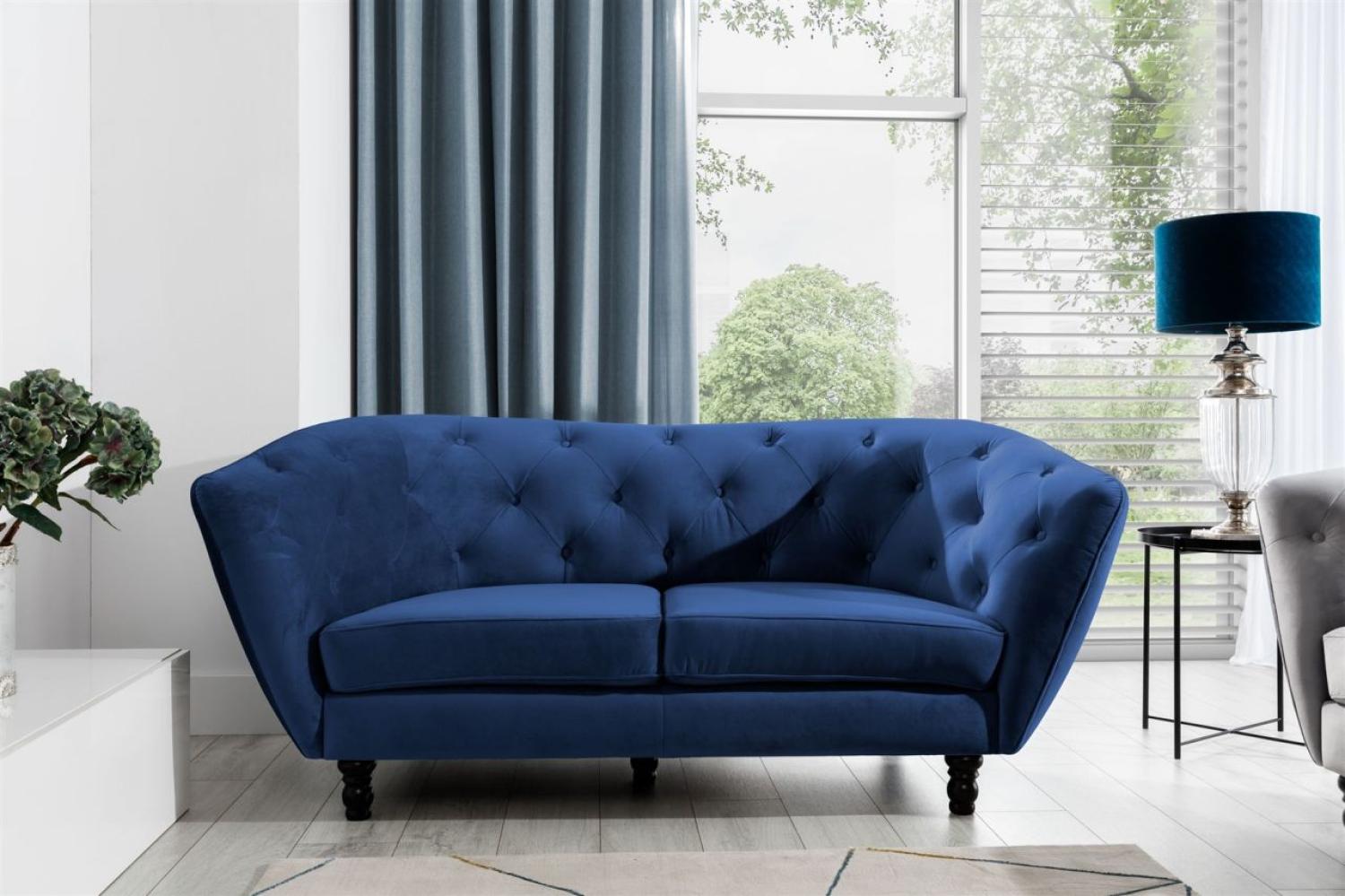 Sofa Designersofa CHARLOTTE 2-Sitzer in Stoff Matt Velvet Dunkelblau Bild 1