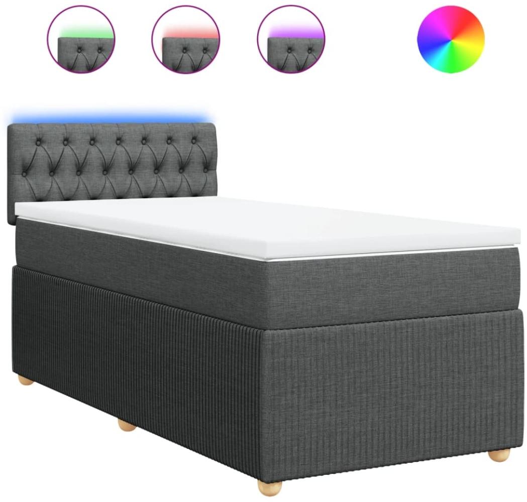 vidaXL Boxspringbett mit Matratze Dunkelgrau 90x190 cm Stoff 3289619 Bild 1