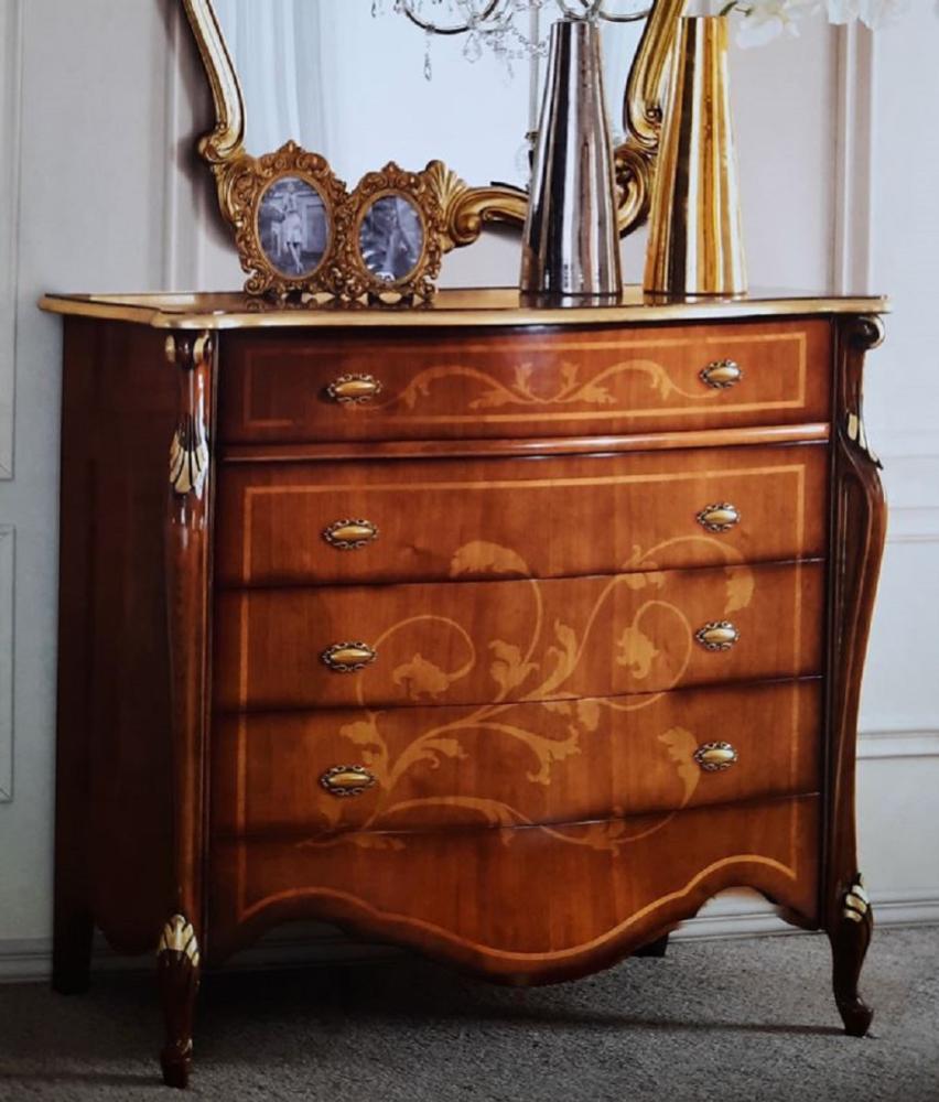 Casa Padrino Luxus Barock Kommode Dunkelbraun / Gold - Mahagoni Schrank mit Sekretär Klappfach und 3 Schubladen - Barock Möbel - Luxus Qualität - Made in Italy Bild 1