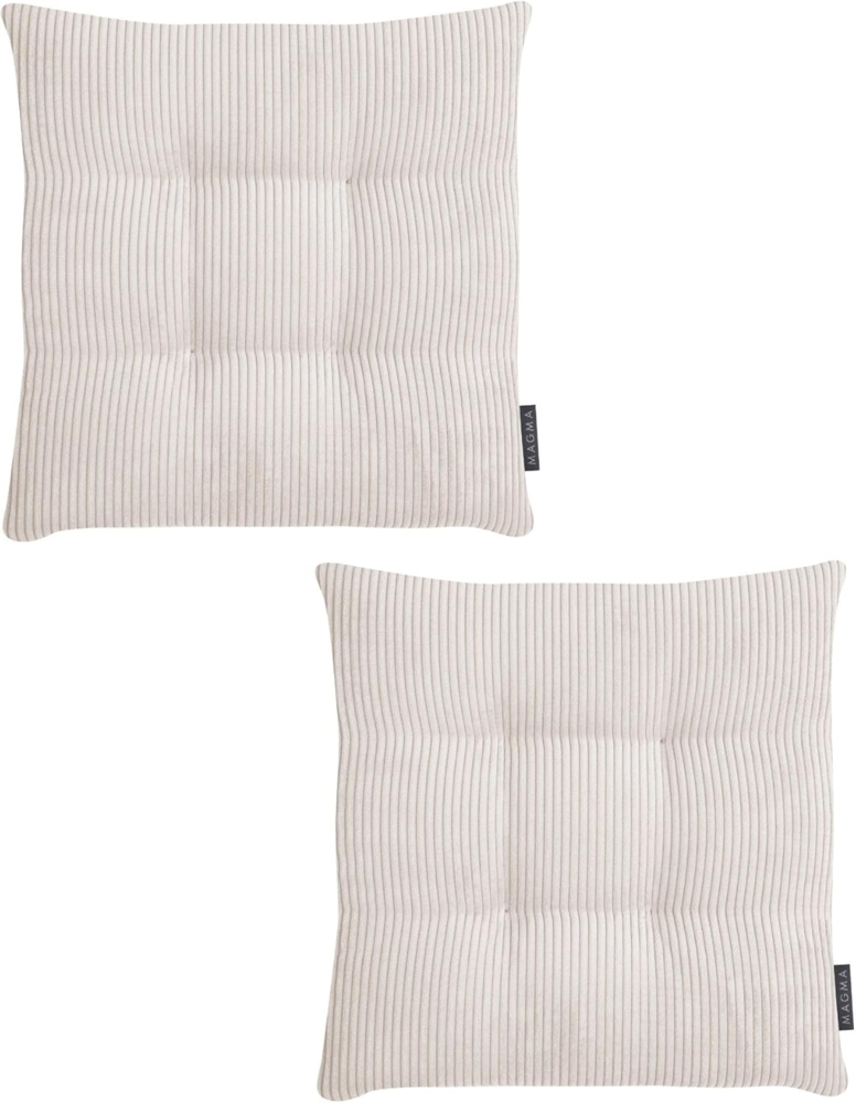 MAGMA Stuhlkissen Sitzkissen INGA - ca. 35 x 35 x 5 cm Cordstoff 2er Set natur Bild 1