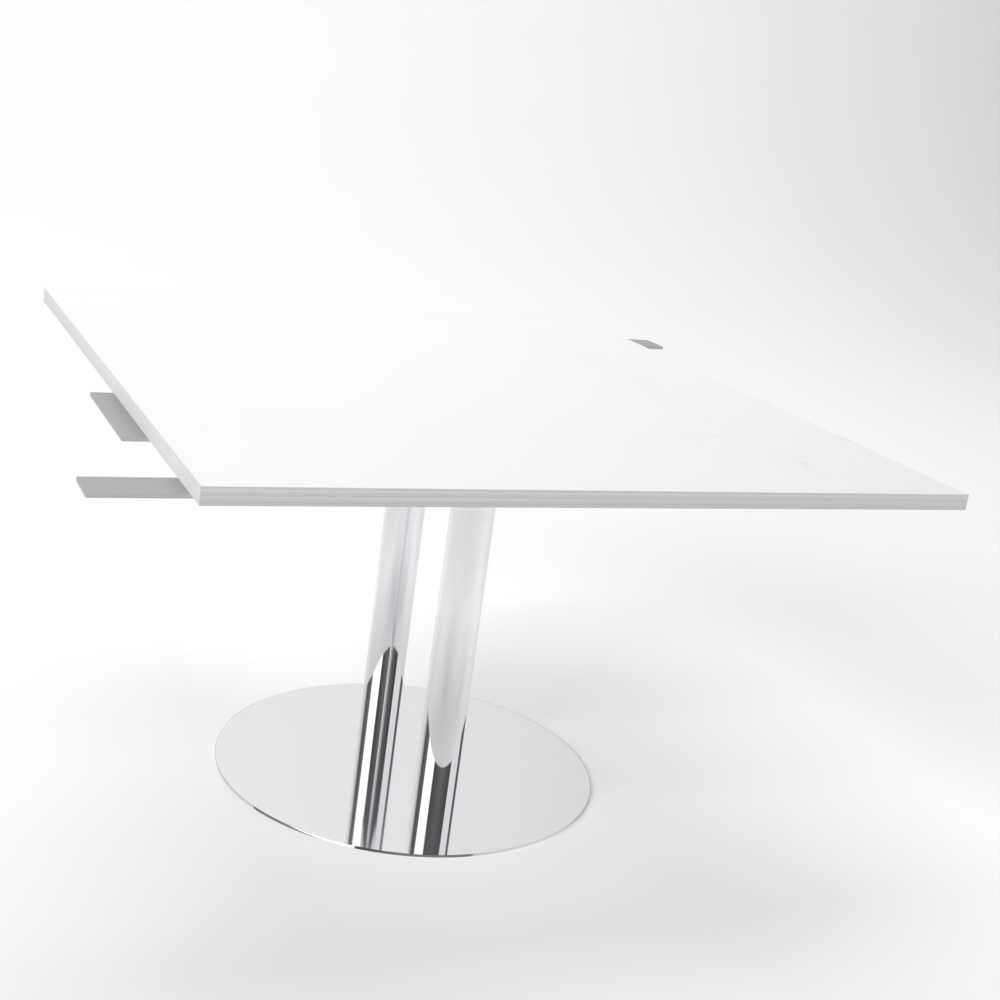 Rheinland Möbel Verkettungsplatte KONTI 120x130 cm – Erweiterungselement in Weiß mit verchromtem Tellerfuß, Anbautisch für KONTI Konferenztische 280/400/520 cm, modernes Verbindungselement für Besprechungstische Bild 1