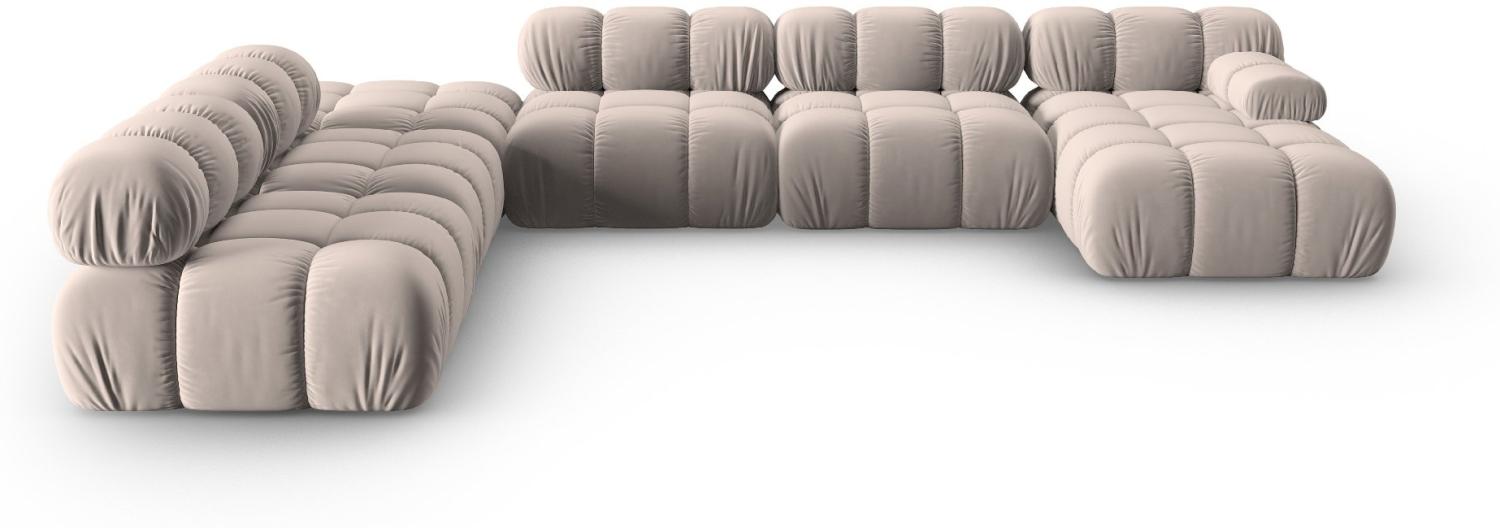 Micadoni Modulares Panorama Ecksofa Bellis 7-Sitzer Links Samtstoff Beige Bild 1