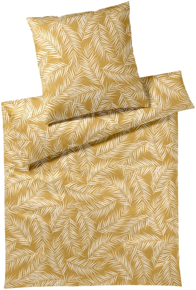 Elegante Mako Satin Bettwäsche Maison Leaves 24551-3 Gold 135x200 Bild 1