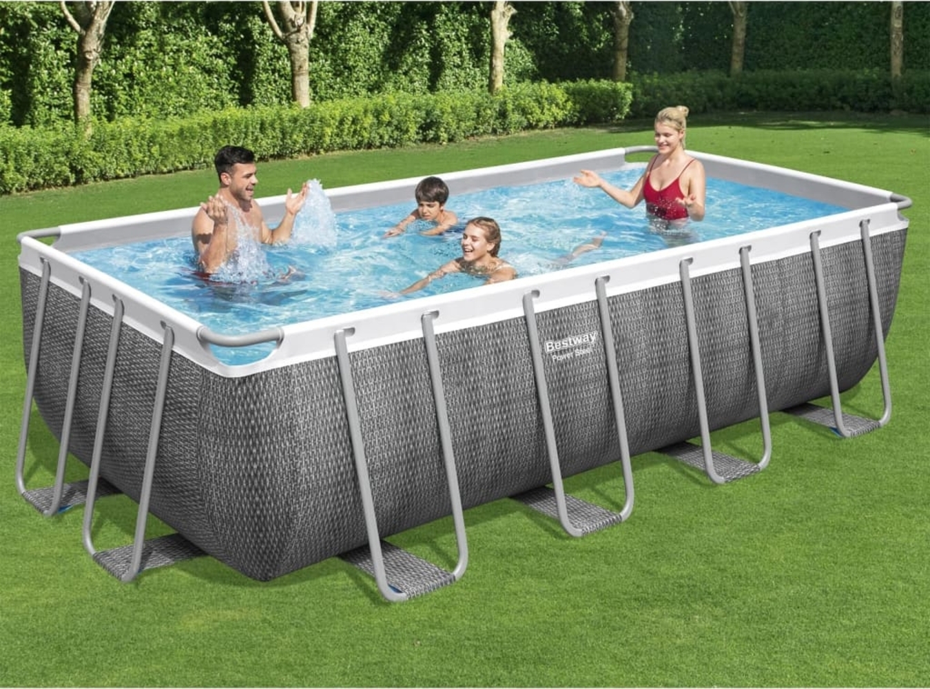 Bestway Power Steel Pool-Set Rechteckig 488×244×122 cm 3202572 Bild 1