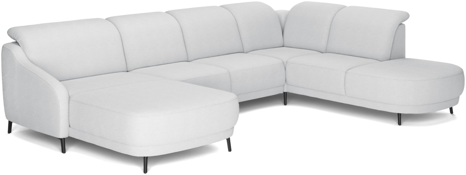 CAVADORE Wohnlandschaft Blue, Sofalandschaft mit Longchair im modernen Design, inkl. kopfteilverstellung, Vorziehsitz motorisch, Klapptisch, USB-Anschluss, mattschwarzen Metallfüßen, Flachgewebe Bild 1