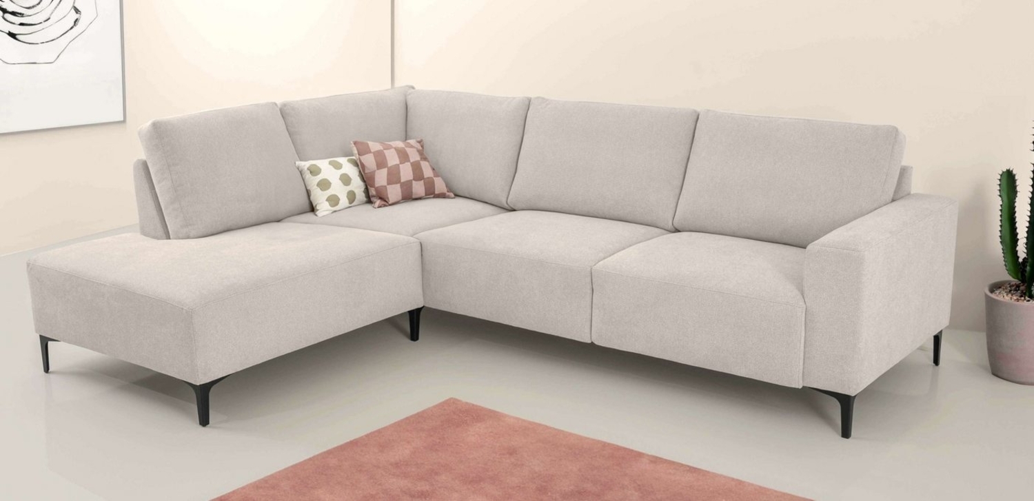 Home affaire Ecksofa Tournon, L-Form, Breite 256 cm, Webstoff, Chenille, Designsofa im nordischen Stil, Wellenunterfederung, Metallfüße Bild 1