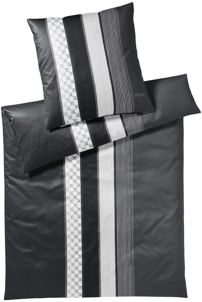 JOOP! Bettwäsche Cornflower Stripes 4069 99 Deep Stone Mako Satin 200 x 220 + 2x 80 x 80 cm Bild 1