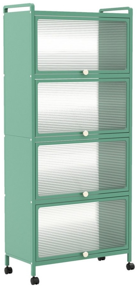 COSTWAY Hochschrank 5-stufig Küchenregal mit aufklappbaren PC-Türen & Rollen Bild 1