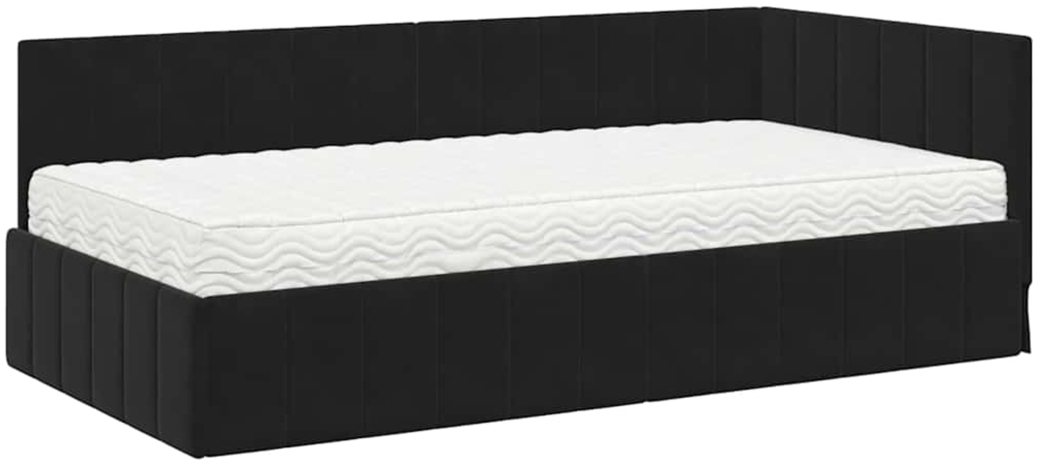 vidaXL Eckbettgestell mit Matratze Schwarz 90 x 190 cm Samt 3393853 Bild 1