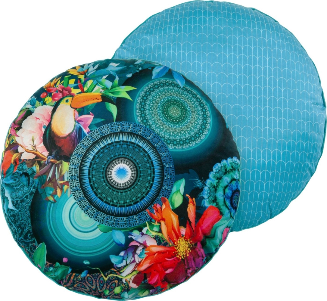 hip Dekokissen Cailani, Mit Füllung, 1 Stück, Biese, Wendeoptik, Weich, Mandala, Blau Bild 1