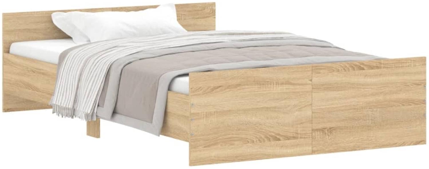 vidaXL Bettgestell mit Kopf- und Fußteil Sonoma-Eiche 120x190 cm 3203777 Bild 1