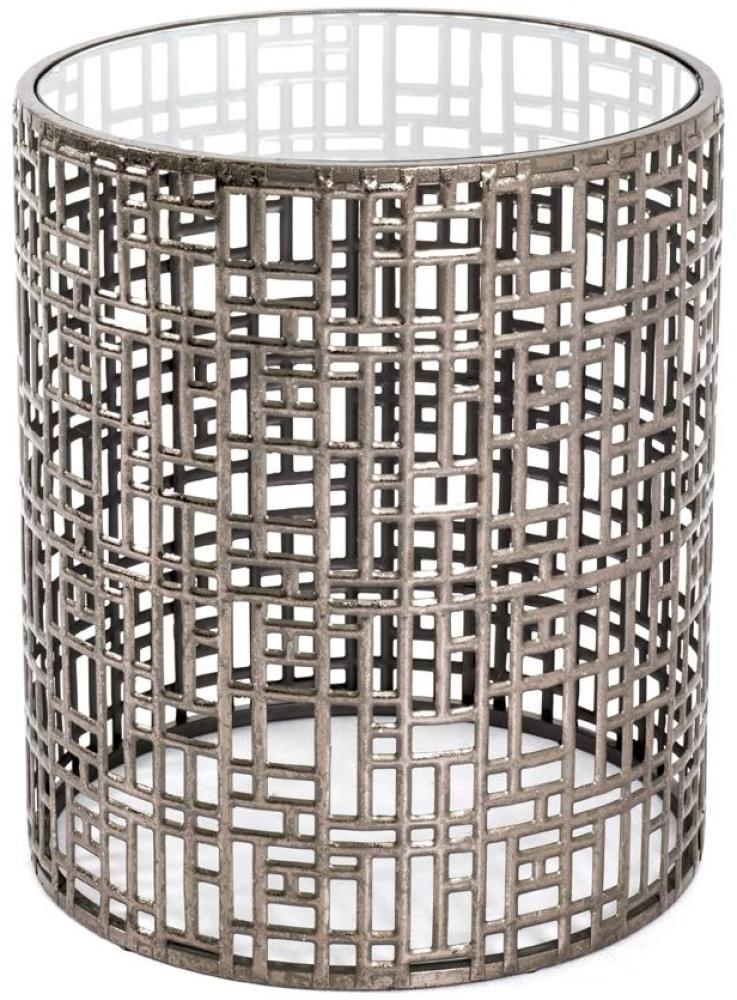 Beistelltisch in antikbronze aus Metall, Sicherheitsglas 8 mm - 45cm (H) Bild 1